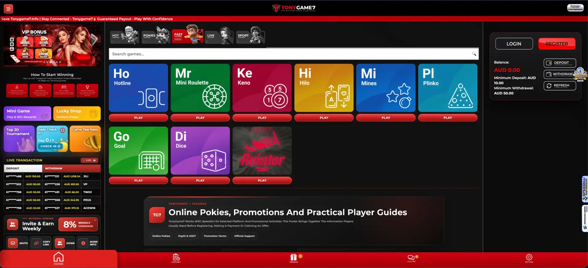 Tonygame7 fast games lobby