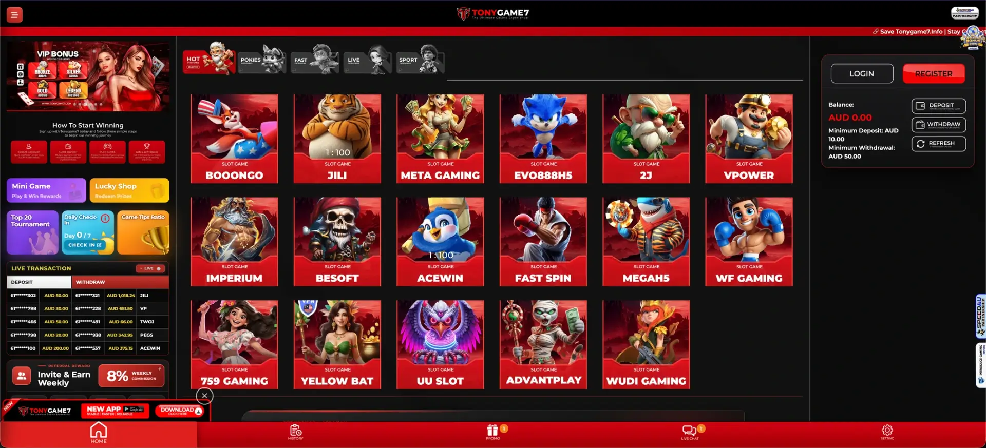 Tonygame7 Casino Online at Tonygame7