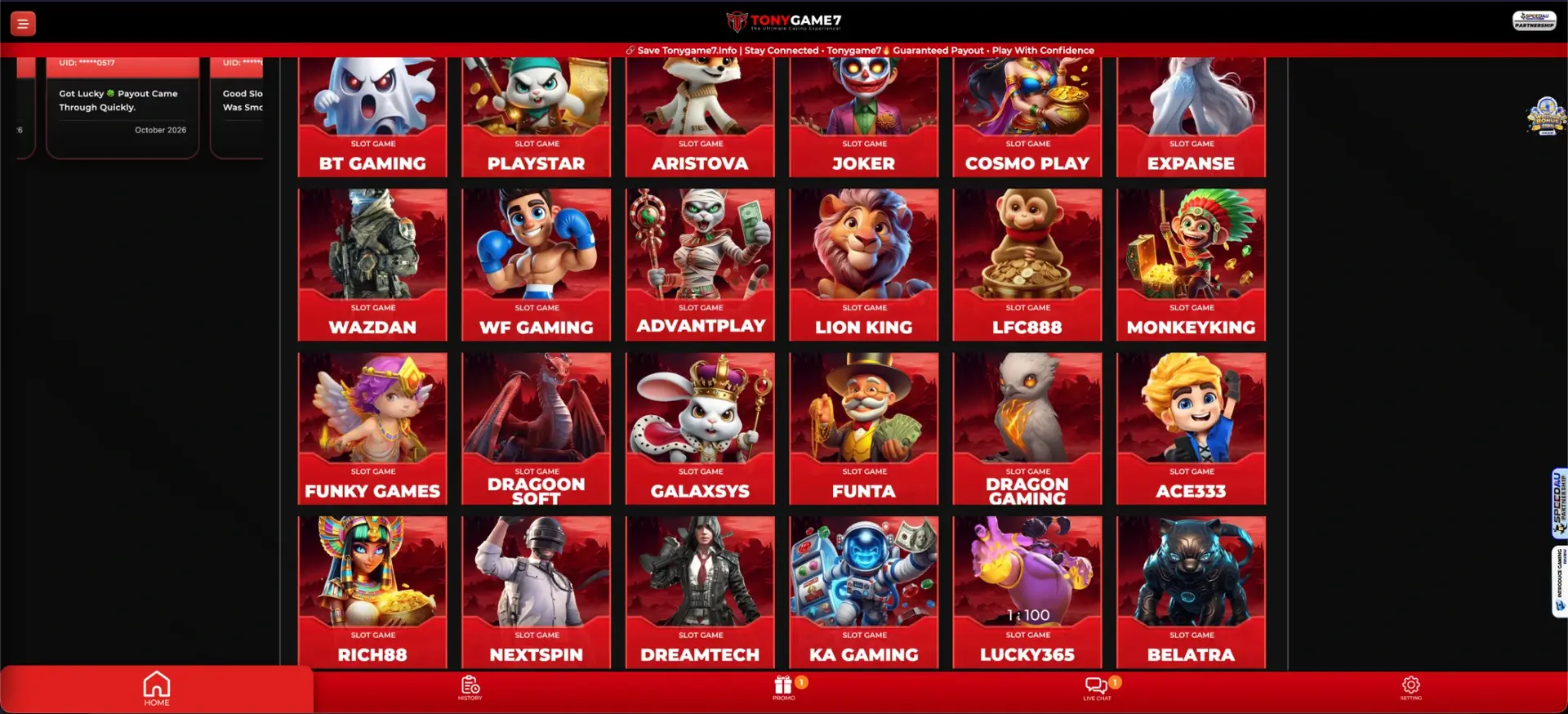 More Tonygame7 pokies providers
