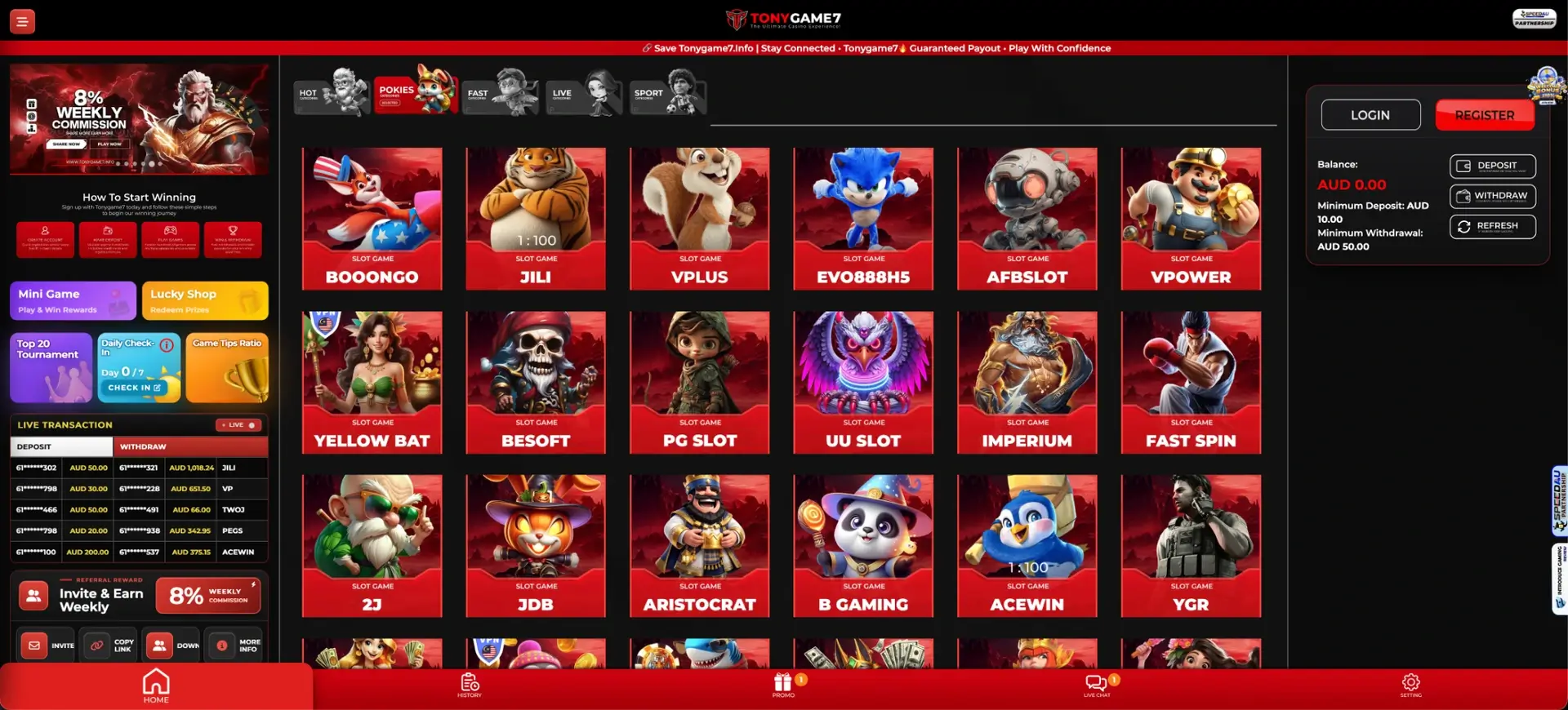 Tonygame7 pokies provider tiles